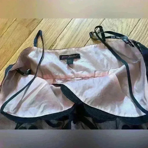 Betsey Johnson Vintage Black Mini Dress Empire Waist Illusion Sheer Y2K SZ 6 - Picture 6 of 16